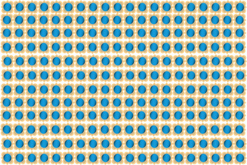 Abstract geometric patterns with gradient blue circles and gold elements, forming a repetitive modern and futuristic design