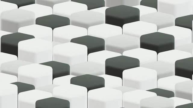 random animation of seamless looping 3d hexagons