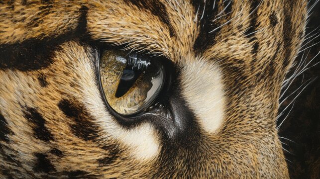 macro close-up painting of an exotic ocelot