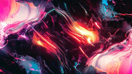 Abstract Colorful Waves of Light and Reflection on Dark Background