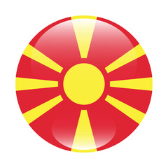 Obraz premium Flag of North Macedonia. Flag icon. Standard color. Circle icon flag. 3d illustration. Computer illustration. Digital illustration. Vector illustration.