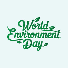 World Environment Day A vibrant, calligraphic logo for World Environment Day, featuring elegant lettering intertwined with leaves.