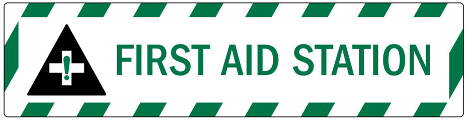 Safety sign first aid station