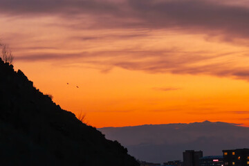 sunset over the mountains