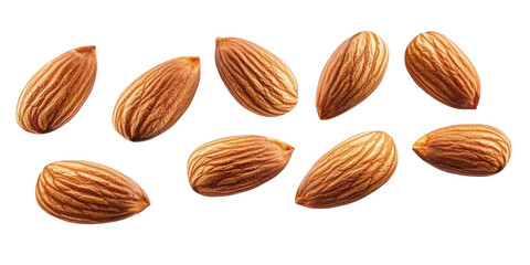 flying almonds isolated transparent background