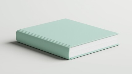 closed hardback book with a vibrant, solid green pastel cover, crisp white pages, and slightly visible spine. The book is set against a plain, bright white background