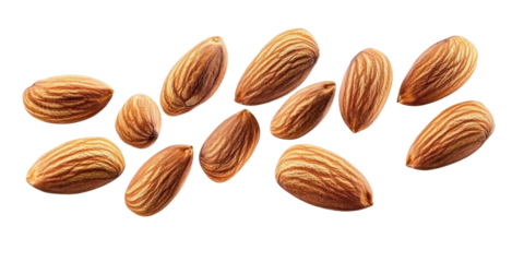 flying almonds isolated transparent background