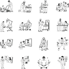   Collection of AI Technology Glyph Illustrations
