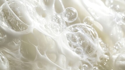 Fototapeta premium Close-up of White Foam with Bubbles Creating Soft Textures