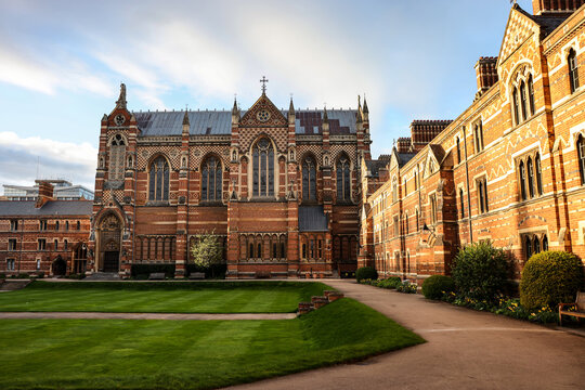The courtyard and buildings of Keble College, one of the constituent colleges of the University of Oxford in England, United Kingdom