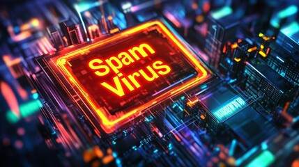 Futuristic Digital Concept of Spam Virus in Modern Technology Landscape