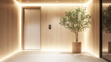 Modern Elevator doors of office or hotel hallway, Lobby interior, corridor in house with lift,Black elegant lift for passenger or cargo elevators,copy space.