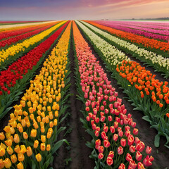 Endless Tulip Fields in Spring