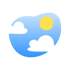Simple Sun and Cloud Illustration. Sunrise Symbol in Flat Design