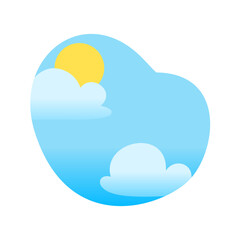 Simple Sun and Cloud Illustration. Sunrise Symbol in Flat Design