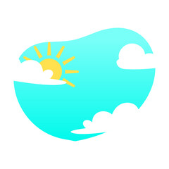 Simple Sun and Cloud Illustration. Sunrise Symbol in Flat Design