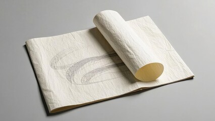 Fototapeta premium a high-resolution top view photo of a clean white paper sheet with subtle texture details, placed on a deep gray background. the paper has a slightly rough surface, showing fine fibers and a natural o