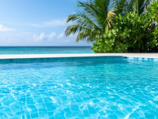 Beachside infinity pool blending into the ocean, perfect tropical escape