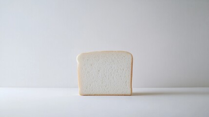 Isolated Slice of White Bread on Minimalist Background