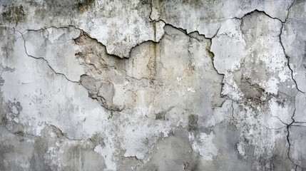 Cracked and Weathered Concrete Wall Texture with Gray Tones