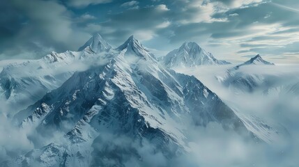 Obraz premium Idyllic view of snowcapped mountains against dramatic sky