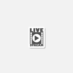 Live stream flat icon sticker isolated on gray background