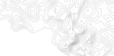 Obraz premium Geography landscape Topo contour map on white background, Topographic contour lines. Seamless pattern with lines Topographic map. Geographic mountain relief diagram line wave carve design.
