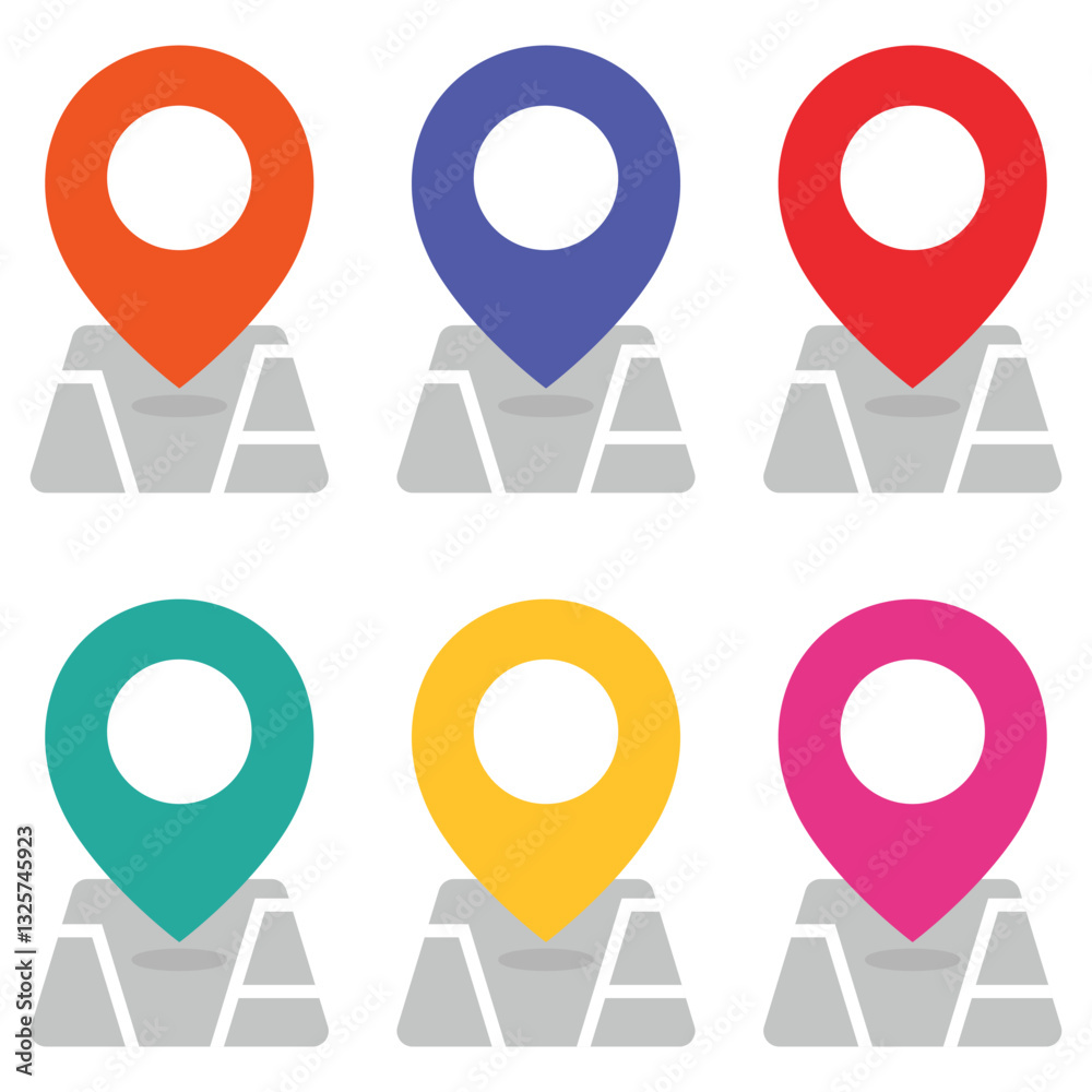 Wall mural flat icon of location map pointers isolated on white background.