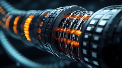 Fototapeta premium Futuristic technological energy core system with glowing internal components