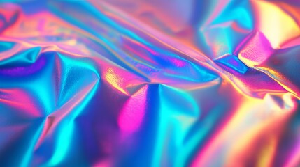 Obraz premium Vibrant Iridescent Foil Texture with Colorful Reflections and Folds