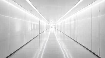 Black and white modern hallway with clean lines and minimal decor.