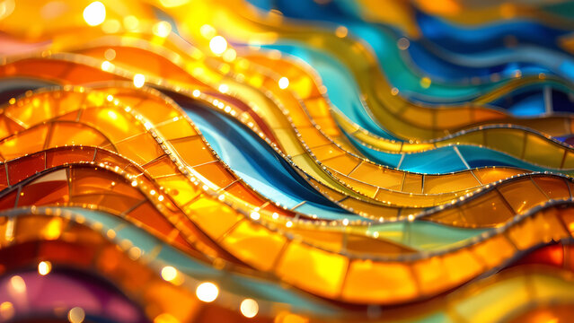 vibrant mosaic tiles evoking stained glass artwork in abstract background generative ai, 897