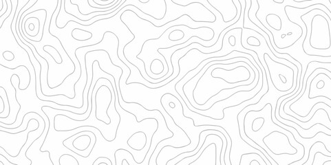 Geography landscape Topo contour map on white background, Topographic contour lines. Seamless pattern with lines Topographic map. Geographic mountain relief diagram line wave carve design.