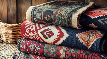 Fototapeta premium Cozy Textile Patterns in Vibrant Colors