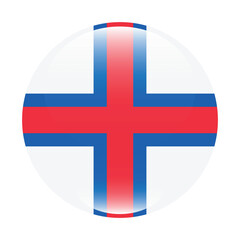 Obraz premium Faroe Islands flag. Button flag icon. Standard color. Circle icon flag. Computer illustration. Digital illustration. Vector illustration.