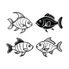 Set of fishes vector art