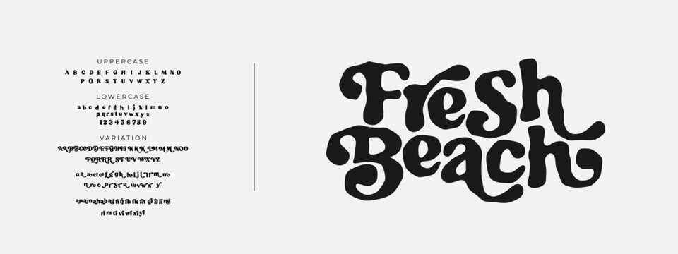 Elegant Hand Drawn Font. Rough Font. Creative Groovy Font Uppercase Lowercase. Number Symbol. Classic Lettering Fashion Designs. Typography modern serif  decorative vintage concept vector illustration