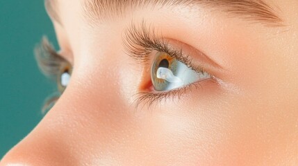 Fototapeta premium Close up Eye Woman Green Eyes Eyelashes Skincare Beauty Cosmetics Portrait Face M