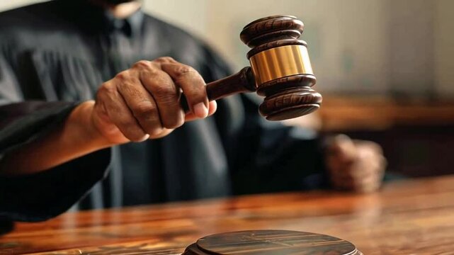 Richterhammer wird auf den Tisch geschlagen