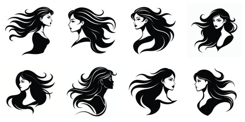 Beautiful woman with tattooed silhouette, long hair, and floral elements, featuring a horse and lion in a fantasy design