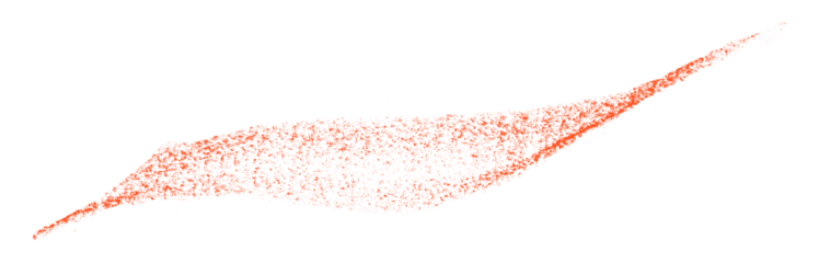 Separate red crayon brush strokes on transparent background