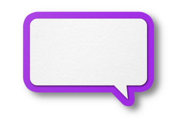 Purple paper speech bubbles separated on transparent background