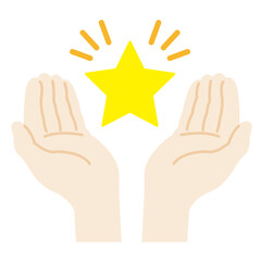 光る星を持つイラスト