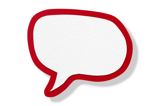 Red paper speech bubbles separated on transparent background