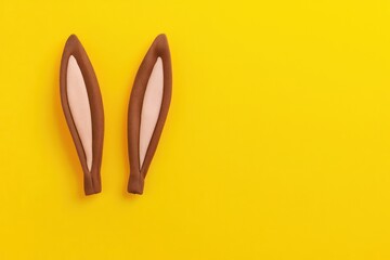 Bright yellow background with subtle brown bunny ears.