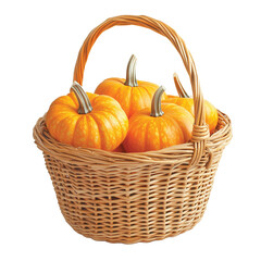 Pumpkin in basket isolated on transparent background. PNG. Generated AI