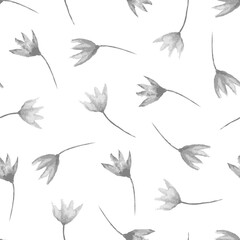 Seamless floral pattern. Hand painted watercolor flowers. Graphic element for baby shower or wedding invitations, birthday card, printables, wallpaper, scrapbooking. Vector illustration.