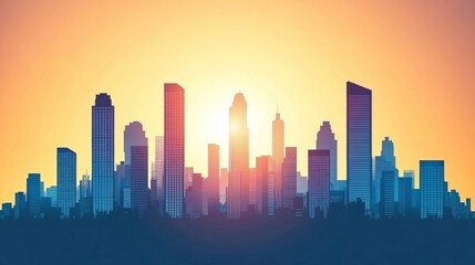 Fototapeta premium Futuristic Cityscape at Dusk with Subtle Gradients