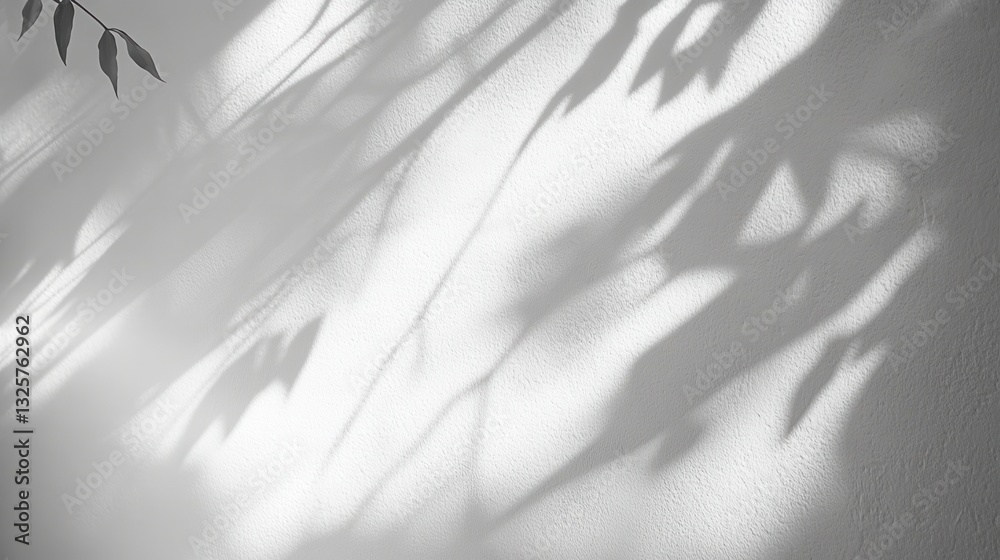 Aufkleber abstract monochrome wall texture with leaf shadows and soft light