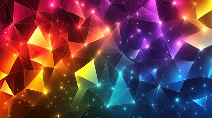 Bright Neon Vector Triangles on a Dark Background for Dynamic Modern Art